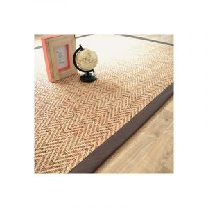Image de D&eacute;coweb Tapis tiss&eacute; plat - Java Chevron nature - Ganse coton marron - 80 x 150 cm