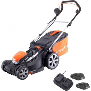 Yard Force Tondeuse à Gazon Rotative Sans Fil 40cm, avec double batterie Lithi Ion 2x20V et Chargeur Rapide LM C40A