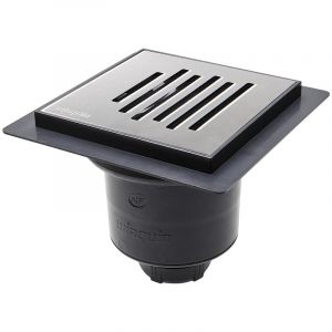 Wirquin 30723963 Bonde de Sol &agrave; ma&ccedil;onner Venisio Vertical, chrom&eacute;, Gris et Noir