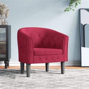 VidaXL Fauteuil cabriolet rouge bordeaux velours