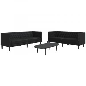 VidaXL Ensemble de canapé Chesterfield 2 pcs noir similicuir