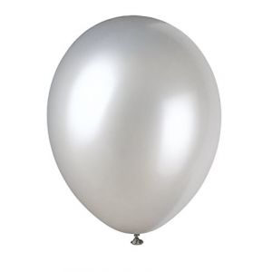 Unique Party 80067 - Paquet de 8 Ballons Nacrés en Latex - 30 cm - Argent