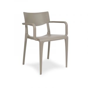 DCB Garden Fauteuil de jardin empilable TOWN en polypropylène renforcé avec fibre de verre - TAUPE