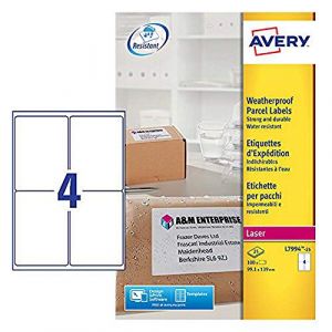 Avery-Zweckform L7994 - Adhésif permanent - blanc - 99.1 x 139 mm 100 étiquette(s) (25 feuille(s) x 4) étiquettes d'expédition