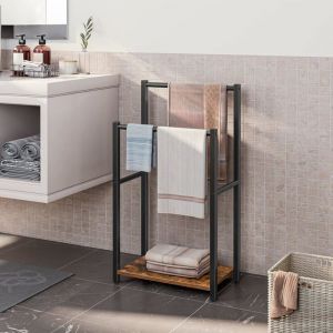 HOOBRO Porte-Serviettes sur Pieds Range-Serviettes avec 2 Barres Support Salle de Bain pour Serviettes couvertures journaux