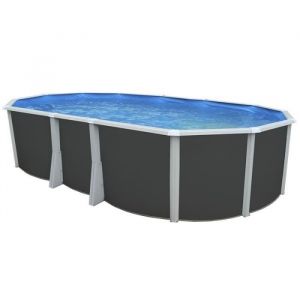 Toi Piscine Piscine ovale Ibiza compact - 640 x 336 x 132 cm - Gris anthracite
