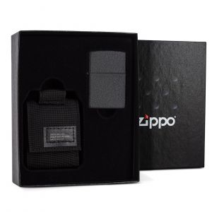 Zippo Accessoires - coffret black crackle et etui noir tactique