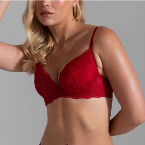 Soutien-gorge plongeant rembourré rouge