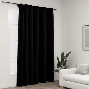 VidaXL Rideau occultant d'aspect de lin avec crochets Noir 290x245 cm