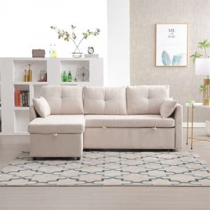 Canapé convertible, canapé d'angle 3-4 places, 206x 30x66-88 cm, en forme de L avec chaise réversible, sièges de rangement, brige