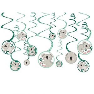 Amscan 12 D&eacute;corations spirales &agrave; suspendre Koala - Couleur Vert