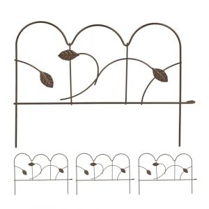 Relaxdays Bordure de Jardin, Lot de 4 éléments, métal, HxL : 28x38,5 cm chacun, extérieur, à Planter dans Le Sol, Bronze