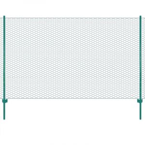 VidaXL Cl&ocirc;ture en grillage m&eacute;tallique avec poteaux Acier 25x1,5 m Vert