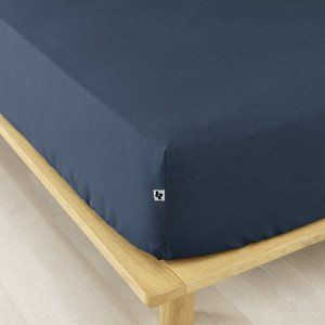 Drap housse flanelle de coton (90 cm) Candice Bleu nuit