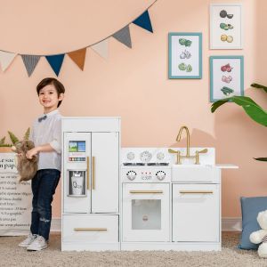 Image de Teamson Kids Grand jeu de cuisine blanc en bois pour enfant TD-12302WR