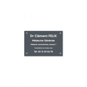 Plaque professionnelle personnalisée en pvc pour médecin - 1 à 5 lignes de texte - Format 30 x 20 cm - Gris lettres blanches