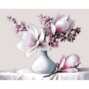 Figured'Art Peinture par Num&eacute;ro Adulte Magnolia - Kit de Loisir Cr&eacute;atif DIY Num&eacute;ro d'Art - 40x50cm sans ch&acirc;ssis