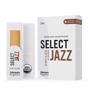 D'Addario Organique Select Jazz Unfiled Soprano Anches de Saxophone - Anches Sax - 3 Moyen, 5 Paquet