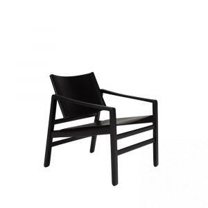 Image de Inside75 Fauteuil LUK cuir noir structure chêne massif teinté noir - noir