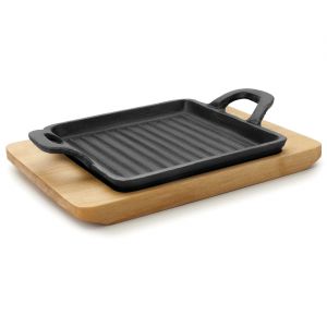 Lacor Mini Grill noir/bois - 14x9.5 cm