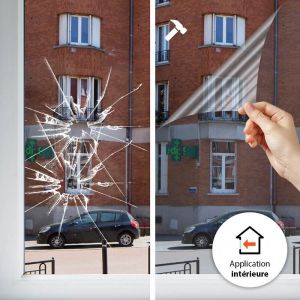 Film anti effraction et anti chaleur pour choc depuis l'extérieur alu clair - 125 microns