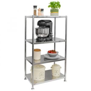 Image de 4 Niveaux Étagère en Acier Inox - jusqu'à 60kg - 61x36x113 Rangement Métallique - silber