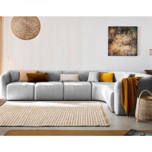 Ikare - canapé modulable d'angle droit - 6 places - en tissu - Gris clair