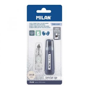 MILAN BWM10478B Blister de ruban correcteur 5 mm x 6 m 1 recharge, série 1918, bleu marine