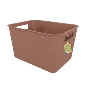 Sundis Vibes, panier de rangement plastique, marron moka, 14L, avec poignées, empilable, idéal pour petits objets et accessoires de la salle de bain, la chambre, la cuisine ou le bureau