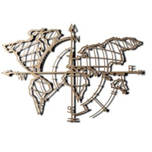 Cotecosy Décoration murale Filum mappemonde points cardinaux L95xH65cm Métal Or - Or