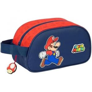 Safta SUPER MARIO TRICK - Trousse scolaire moyenne avec poignée, trousse pour enfant, adaptable au chariot, facile à nettoyer, confortable et polyvalent, qualité et résistance, 26 x 12 x 15 cm, Bleu foncé /