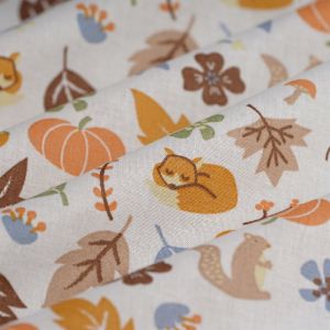 Safeco Tissu coton animaux et feuillage vendu au mètre - forestrose