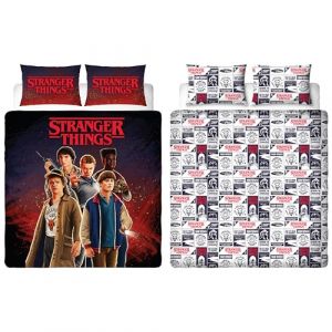 Character World Housse de Couette Double Officielle Stranger Things | Motif Flammes, Parure de lit r&eacute;versible Facile d'entretien, Double Face, avec taies d'oreiller Assorties, imprim&eacute; Multicolore