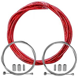 Cyclingcolors Gaine frein vélo avec câble embouts kit avant arrière compatible avec Shimano Sram cycle ville route vtt insert performance cable (Rouge laser)
