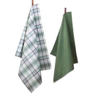 Ten Cate Set de torchons et essuie-tout - Set de torchons et essuie-tout - Torchons et essuie-tout - Essuie-tout - 1x essuie-tout 50x50 cm - 1x essuie-tout 60x65 cm - Coton - Vert clair