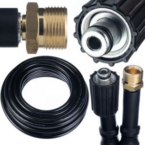 Rosfix Tuyau Haute Pression 15m M22&ndash;M22 &ndash; Nylon Renforc&eacute;, 200 Bar, 60&deg;C Filetage Femelle-M&acirc;le compatible avec nettoyeur haute pression K&auml;rcher et