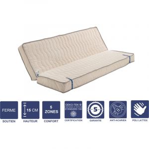 Image de Literie Julien Matelas Ferme Pour tous Clic Clac + Al&eacute;se 140x190 x 15 cm avec M&eacute;moire de Forme sur Face Hiver D&eacute;coupe ise 70 cm 5 zones de