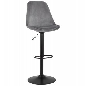 Alter Ego Tabouret réglable 'MIKE' en velours gris et pied noir
