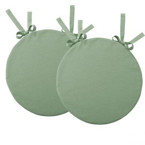Lot de 2 Galettes de chaise PANGA 40&oslash; enduite ronde sp&eacute;cial ext&eacute;rieur-sauge