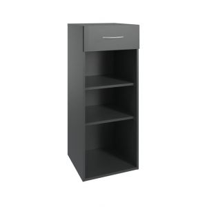Pegane Etag&egrave;re de rangement avec 1 tiroir et 2 tablettes en m&eacute;lamine coloris graphite - longueur 40 x hauteur 98 x profondeur 40 cm -