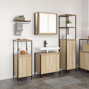 VidaXL Set De Meubles De Salle De Bain 3 Pi&egrave;ces En Ch&ecirc;ne Sonoma En Bois D'ing&eacute;nierie