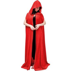 Ruedelafete Cape velours longue avec capuche, rouge
