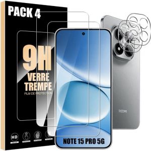2 Verres Tremp&eacute;s + 2 Vitres Cam&eacute;ra pour Xiaomi Redmi Note 15 Pro 5G, Protection Anti-Rayures - E.F.Connection