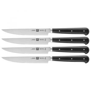 Zwilling Set de 4 Couteaux à Steak Dentelés, Lames: 12 cm, Acier Inoxydable, Manche Noir, série Steaksets