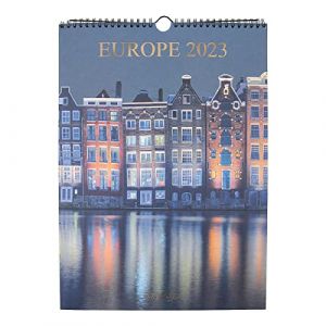 Image de DRAEGER PARIS |Calendrier mural d&eacute;co Europe 2023 &agrave; suspendre 29x39 cm| Mensuel| 7 langues | Calendrier bureau, cuisine, maison| Encres v&eacute;g&eacute;tales | Papier certifi&eacute; FSC