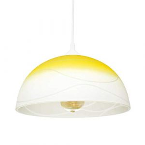 Licht-erlebnisse - Suspension d'intérieur au design rétro blanc jaune ø 30 cm parfaite pour la cuisine et le salon - Jaune, blanc - jaune, blanc