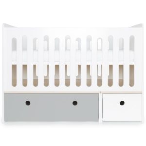 Lit bébé évolutif 70x140cm gris perle-blanc