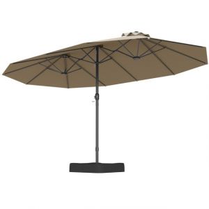 Coast Parasol de terrasse double face avec pied et ventilation - 470x285x261 cm - Café
