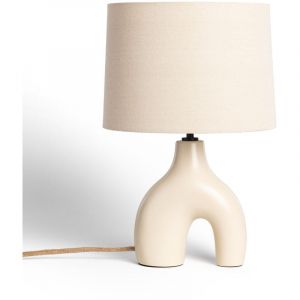 Lampe à Poser Céramique et Lin Ginger Beige