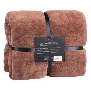 Couverture - FELUNA - Couvre-lit en polaire - XXL 220x200 cm - Marron - Microfibre Cachemire Touch